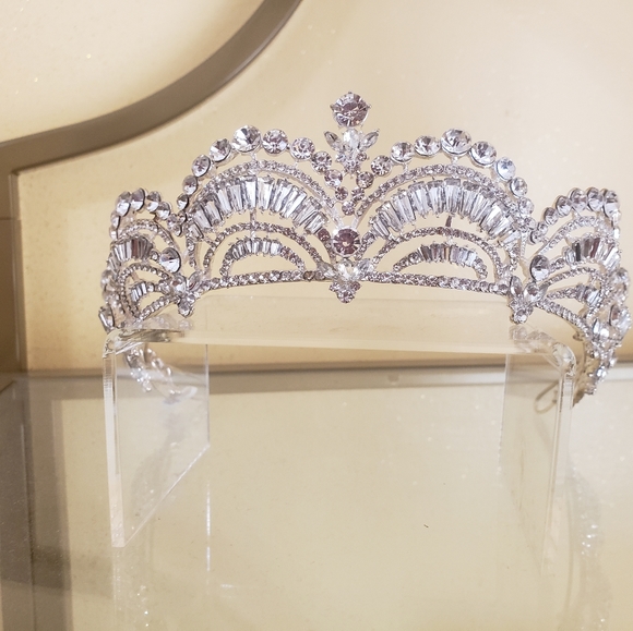 Crystal Tiara, Silver Tiara, Baroque Luxury Crystal, Bridal Crown Tiara, Tiara
